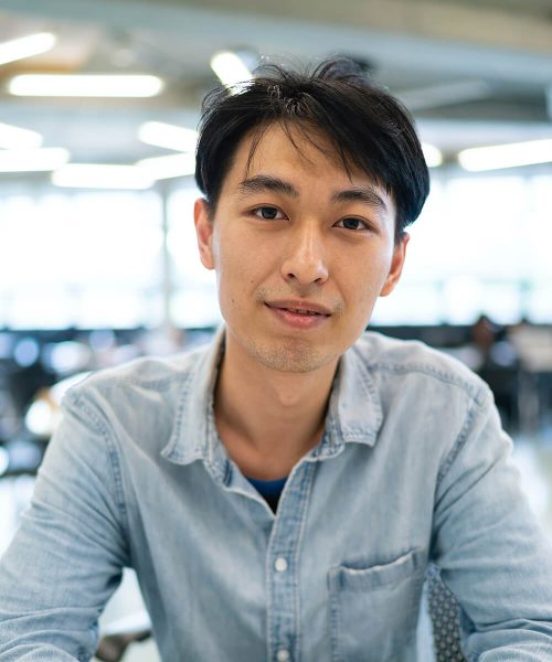a person in a blue shirt