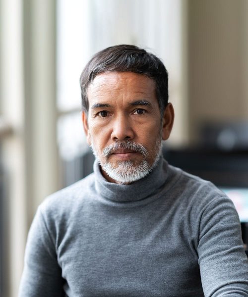 a man looking at the camera